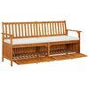 vidaXL Bench Brown, Cream White Solid Acacia wood, 100% polyester fabric