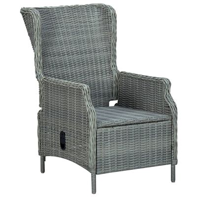 vidaXL Reclining Patio Chair with Cushions Poly Rattan Light Gray