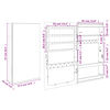 vidaXL Mirror Jewelry Cabinet White Engineered wood, glass, polyester fabric