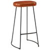 vidaXL Bar Stool Set of 2 Brown Powder-coated Iron, Faux Leather Medium