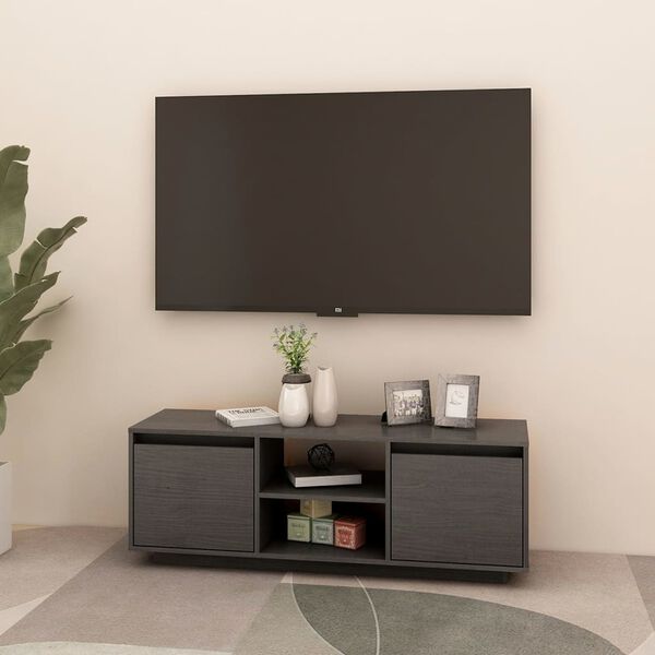 vidaXL TV Cabinet Grey Solid pine wood Best for medium-sized TVs
