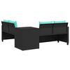 vidaXL Patio Sofa Black, Turquoise