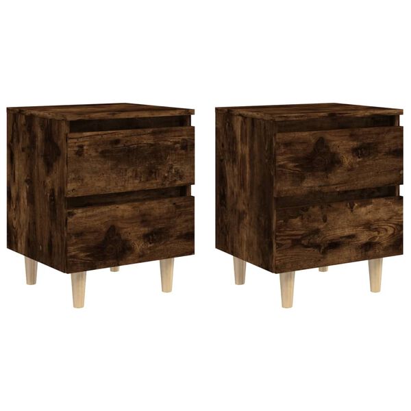 vidaXL Bed Cabinet Set of 2 Smoked oak
