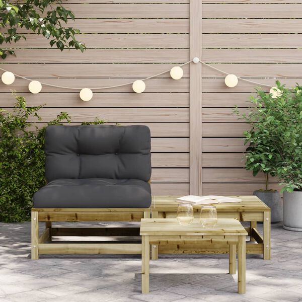 vidaXL Patio Sofa Armless with Cushions and Footstool