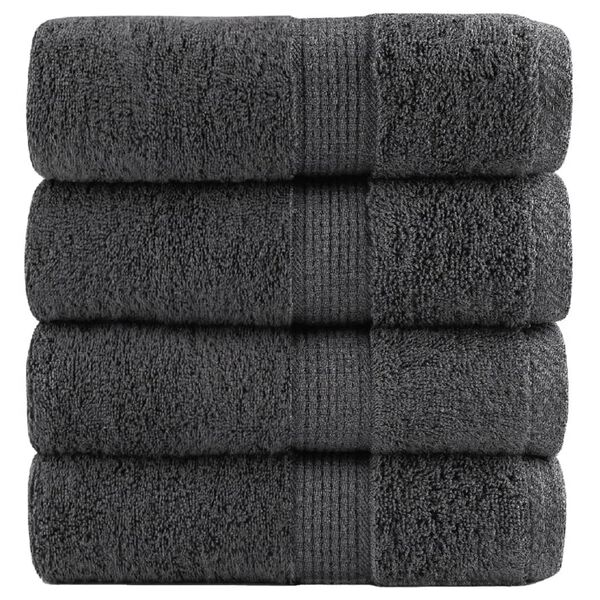 vidaXL Guest Towel Set of 4 Anthracite 100% cotton 11.8 x 19.7 in