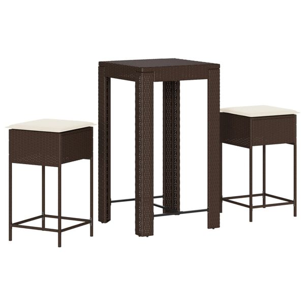 vidaXL Garden Bar Set Brown Poly Rattan Compact UV-resistant materials