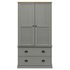 vidaXL Wardrobe Grey Solid pine wood, engineered wood, metal Large