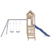 vidaXL Outdoor Playset Natural, Blue Solid Pine Wood, Polypropylene, Metal