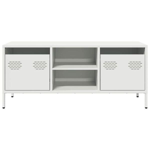 vidaXL TV Cabinet White Cold-rolled steel 39.8 x 15.4 x 17.1 in