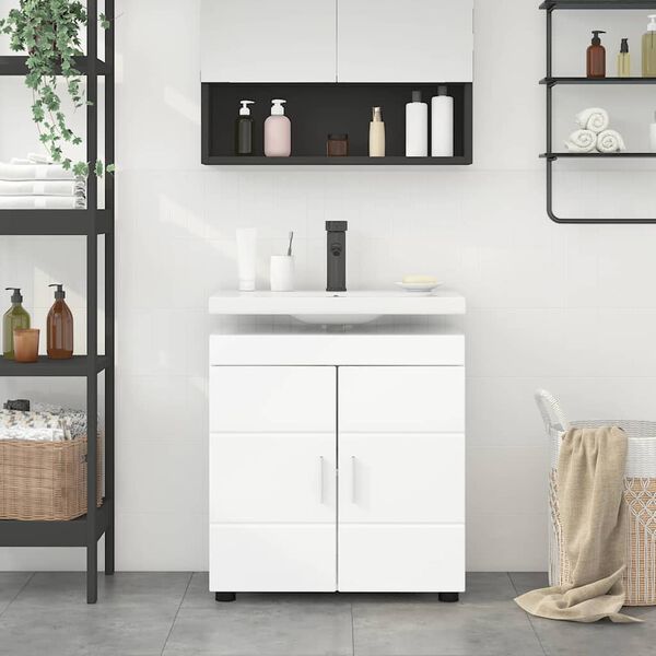 vidaXL Bathroom Cabinet Set with Storage TULUM High Gloss White