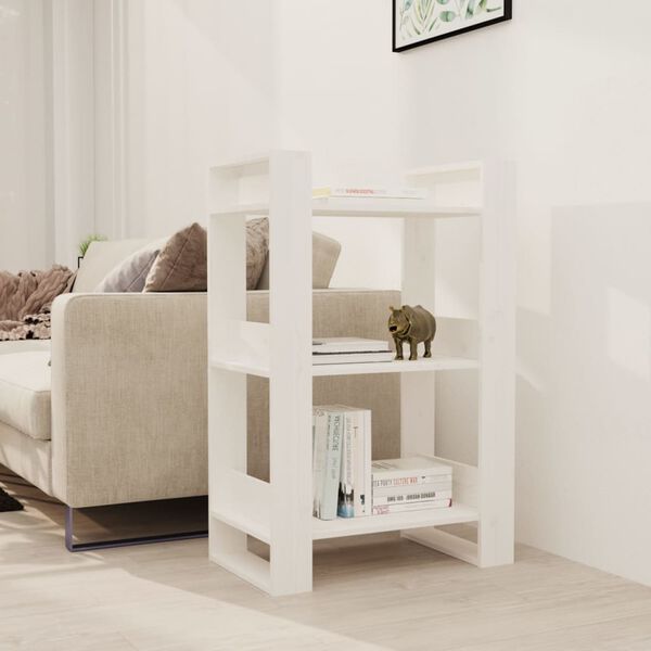 vidaXL Book Cabinet White Solid pine wood Medium Book Cabinet