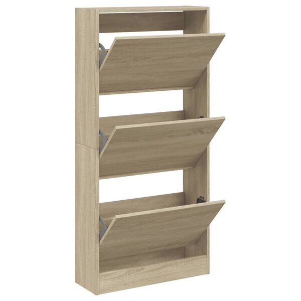 vidaXL Shoe Cabinet Sonoma Oak Engineered Wood Slim Shoe Cabinet