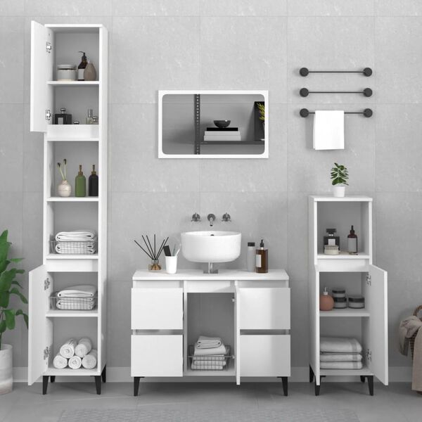vidaXL Sink Cabinet White Engineered wood, metal Medium Sink Cabinet