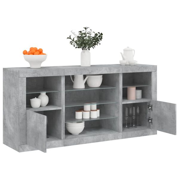 vidaXL Sideboard Concrete grey Engineered wood, glass Medium Sideboard