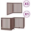 vidaXL Dog Gate Set of 10 Brown Poplar wood Foldable Dog Gate