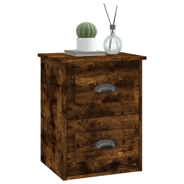 vidaXL Wall-mounted Bedside Cabinet Smoked oak Engineered wood Medium