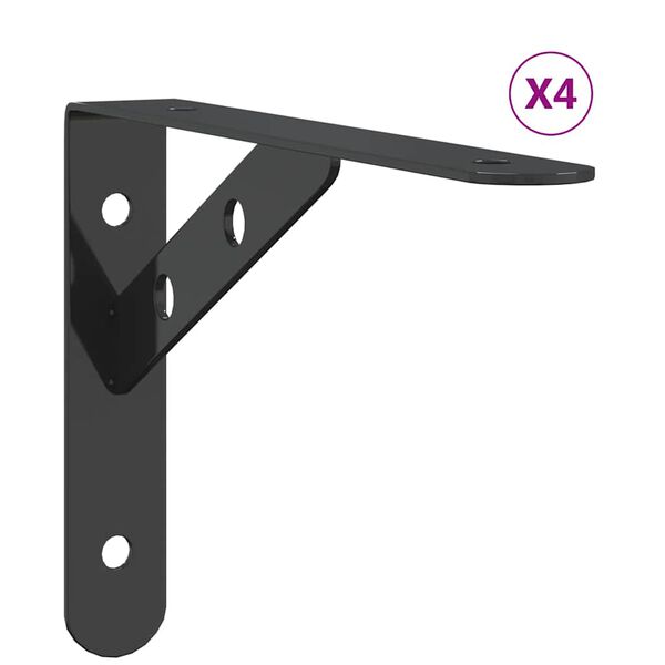 vidaXL Shelf Bracket Black Stainless steel with black finish