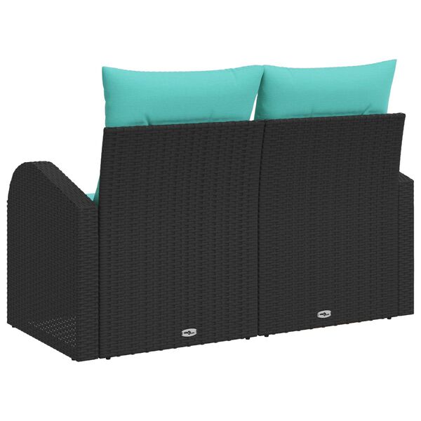 vidaXL Garden Sofa Black 124 x 62 x 85 cm poly rattan