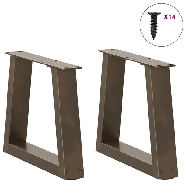 vidaXL Dining Table Leg Set of 2 Natural Steel Powder-Coated Steel