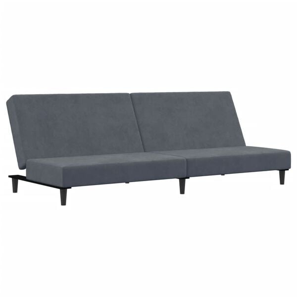 vidaXL Sofa Bed Dark Grey Velvet (100% polyester), wood, plastic 2-Seater