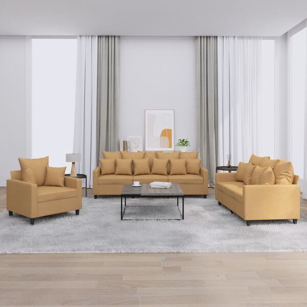 vidaXL Sofa Set Brown Velvet (100% polyester), metal, textilene, plywood
