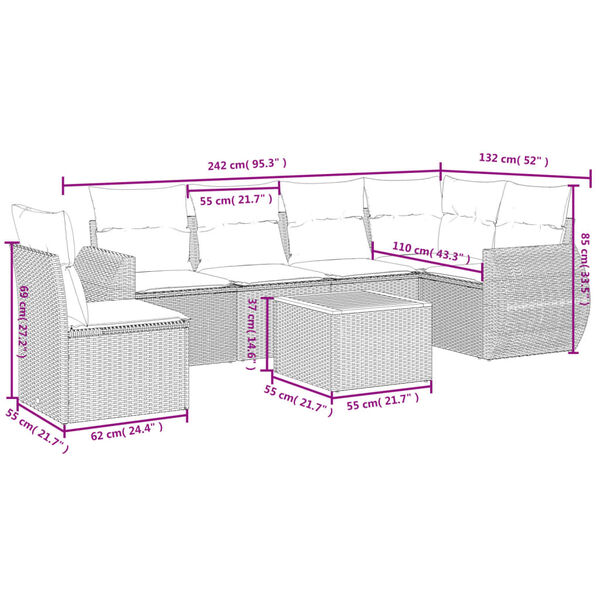 vidaXL Patio Sofa Set Beige