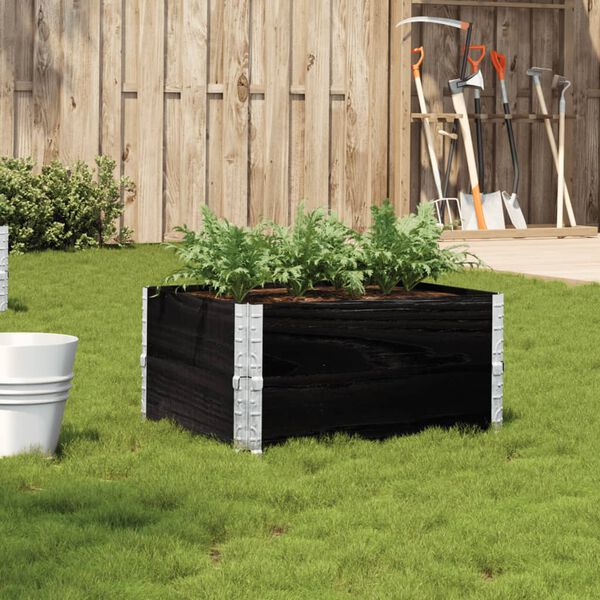 vidaXL Garden Planter Black Solid pine wood Medium Foldable