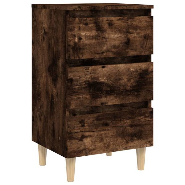vidaXL Bed Cabinet Smoked oak Engineered wood, Solid eucalyptus wood