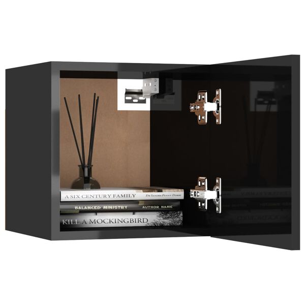 vidaXL Bedside Cabinet High gloss black Engineered wood