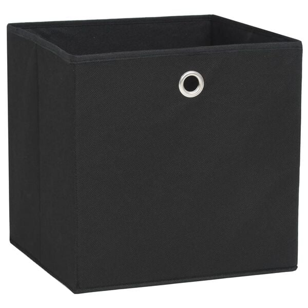 vidaXL Storage Box Set of 4 Black Non-woven fabric 11 in Foldable