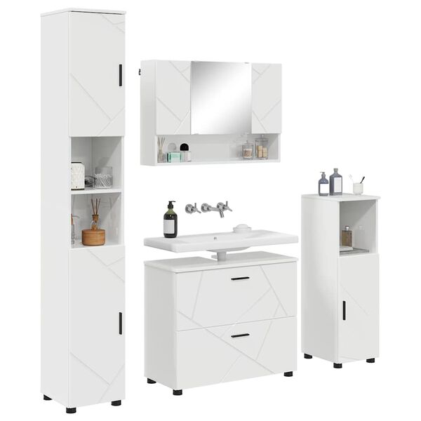vidaXL Bathroom Furniture Set 4 pcs High gloss white Engineered wood