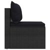 vidaXL Garden Middle Sofa Black Poly Rattan Medium Modular