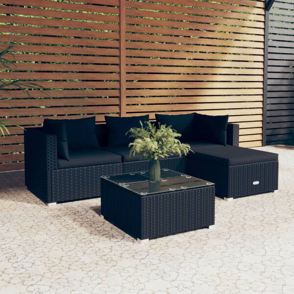 vidaXL Garden Lounge Set Black