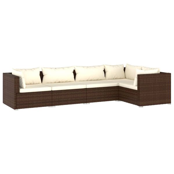 vidaXL Garden Lounge Set Brown PE rattan Large Modular