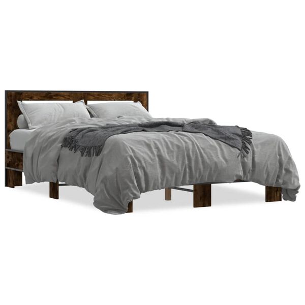 vidaXL Bed Frame Smoked Oak Engineered wood Small Double Durable