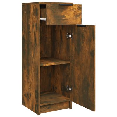 vidaXL Bathroom Cabinet Smoked Oak 12.6"x13.4"x35.4" Engineered Wood