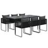 vidaXL Garden Dining Set Black PE Rattan, Powder-Coated Steel Large