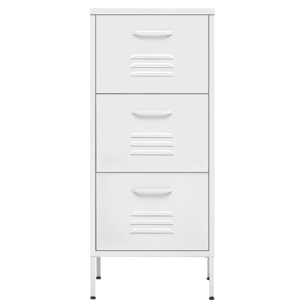 vidaXL Storage Cabinet White Steel Medium Ball-Bearing Storage Cabinet