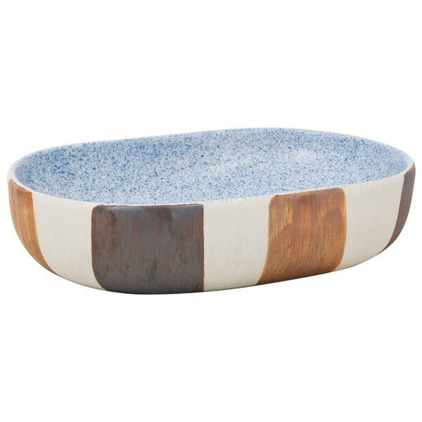 vidaXL Countertop Basin Multicolour Oval 23.2x15.7x5.5" Ceramic