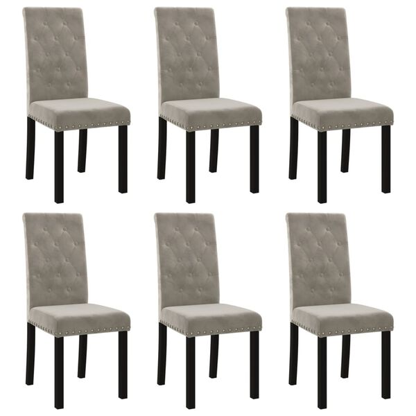 vidaXL Dining Chairs 6 pcs Light Gray Velvet