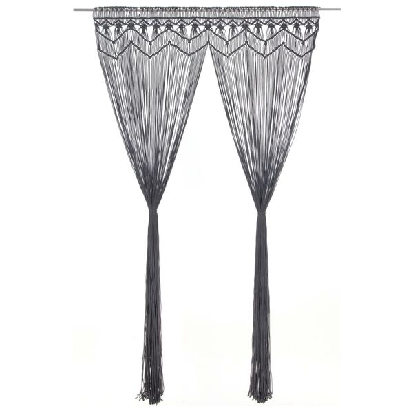 vidaXL Macrame Curtain Anthracite 55.1"x94.5" Cotton