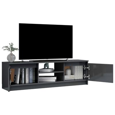 vidaXL TV Cabinet High Gloss Gray 47.2" x 11.8" x 14" Engineered Wood