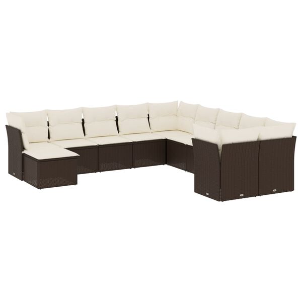 vidaXL Garden Sofa Set Brown, Cream White