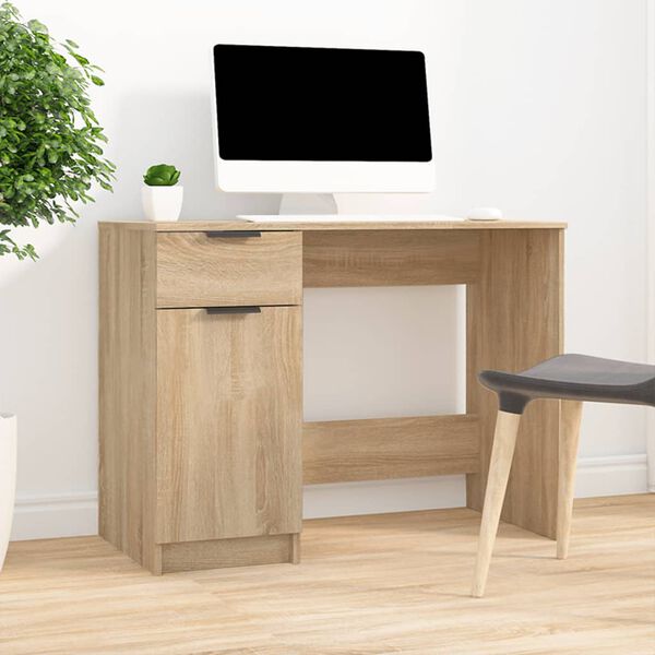 vidaXL Desk Sonoma Oak Engineered Wood 39.4x19.7x29.5 in Desk