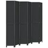 vidaXL Room Divider 6 Panels Black Solid Wood Paulownia