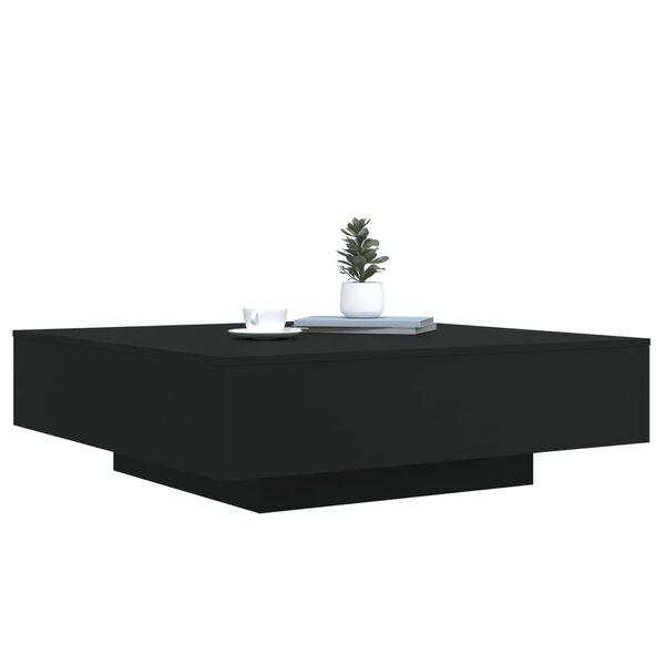 vidaXL Coffee Table Black Engineered Wood 39.4 x 39.4 in Modern
