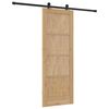 vidaXL Sliding Door Natural and Black 28.94 x 78.15 in Solid Pine Wood