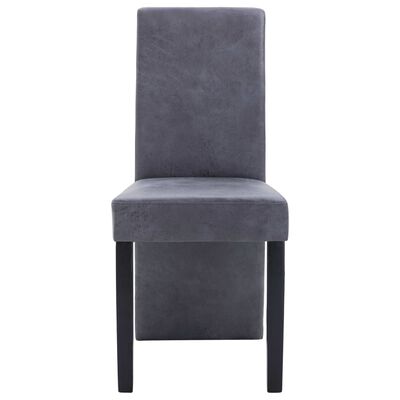 vidaXL Dining Chairs 2 pcs Gray Faux Suede Leather