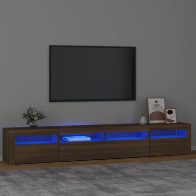 vidaXL TV Stand with LED Lights Brown Oak 94.5"x13.8"x15.7"