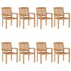 vidaXL Garden Chair Set of 8 Brown, Grey Teak Wood, Polyester